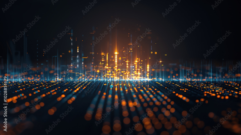 Aufkleber dynamic finance graph showcasing growth of stock market trends with vibrant lights and data points. 