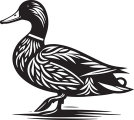 Mallard duck silhouette vector