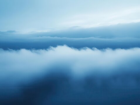 stormy clouds rolling across a dark blue sky, blended with wisps of fog and mist, creating a mysterious and dramatic atmosphere, infused with a sense of impending weather