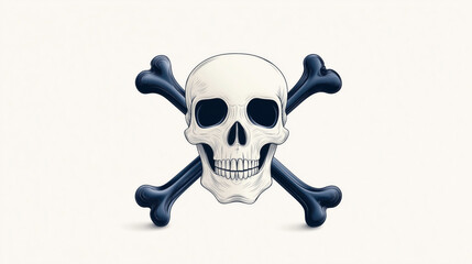 Illustration of a human skull with crossed bones on a plain background, evoking a classic pirate or danger symbol.