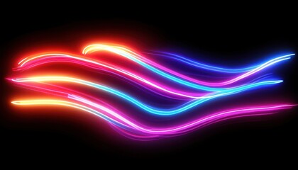Obraz premium Dynamic neon flashes on a black background suitable for creative projects