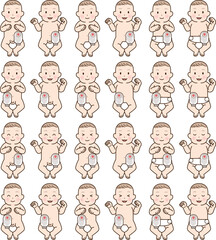 人工肛門、ストーマ、大腸、子供、こども、赤ちゃん、イラスト、illustration