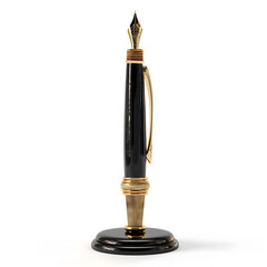 Gold and black pen with elegant design.