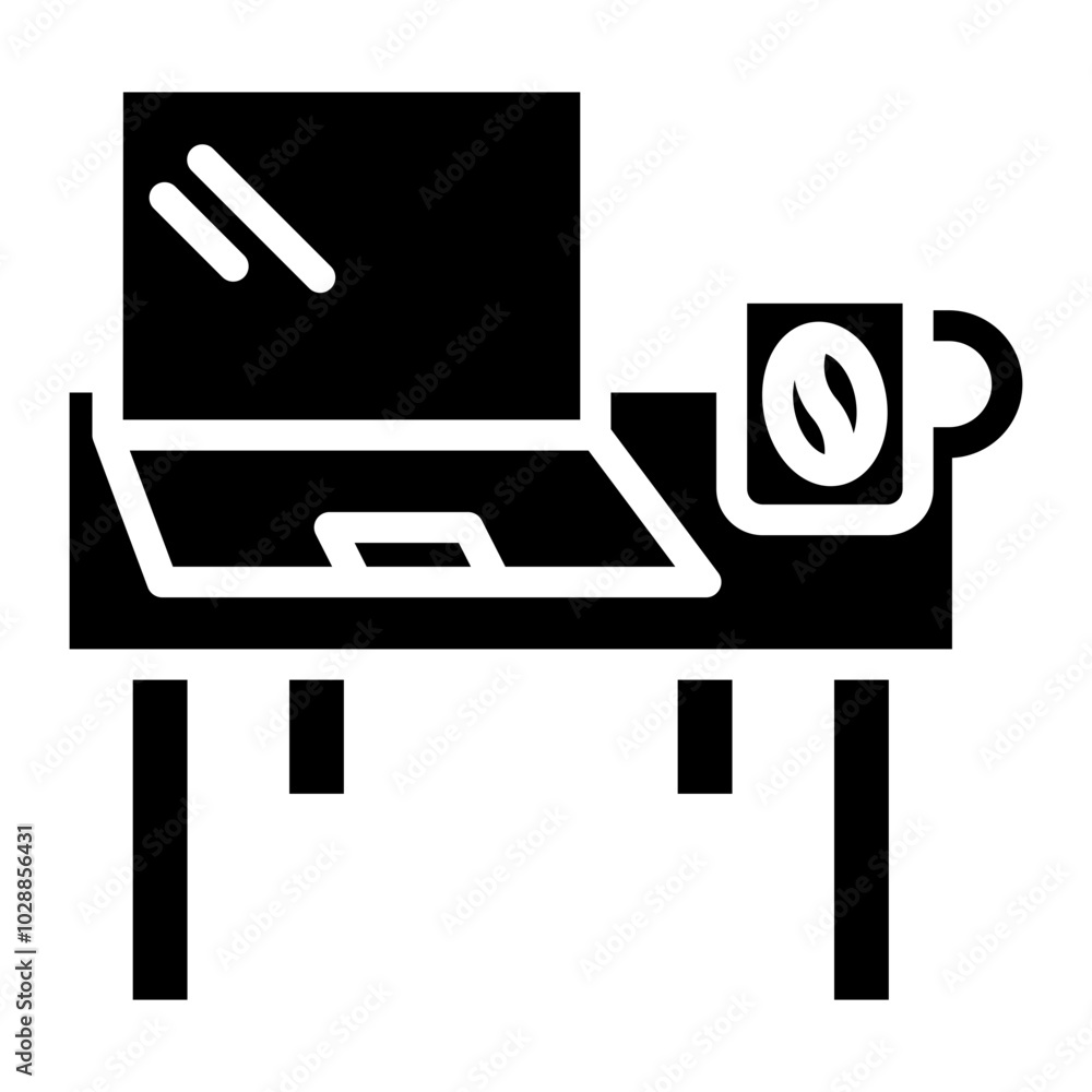 Sticker Laptop and Coffee icon vector image. Can be used for Freelancer.