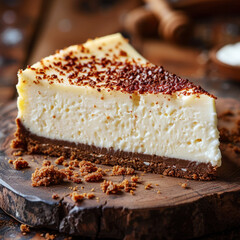 piece of cheescake on a plate close up
