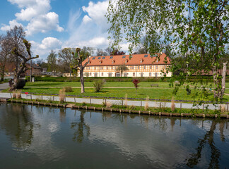 Large port of Luebbenau with park in spree forest Germany