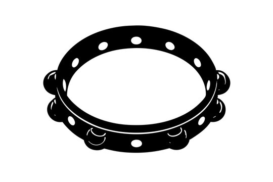recommend clip art: Tambourine vector silhouette | vector silhouette illustration on white background
