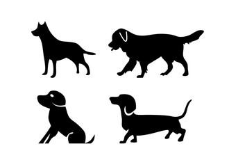 Set of Dog silhouette background vector design black illustration graphic isolated