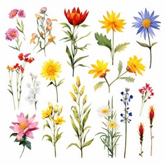 Vibrant Collection of Colorful Floral Illustrations