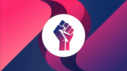 Abstract background with a raised fist in blue and purple colors, perfect for social justice and activism. 
