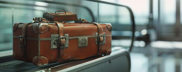 Suitcase on the luggage rack, 4K hyperrealistic photo