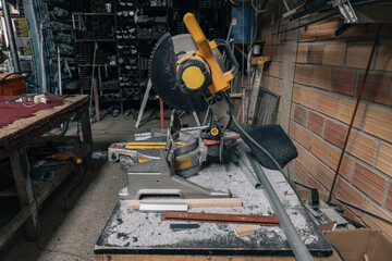 Special metal cutting machinery in a glazing workshop