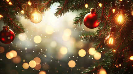 christmas tree with lights and decorations with empty space in the center