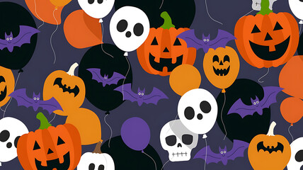 Orange and Black Halloween Balloons with Bats for Party Decorations. 
