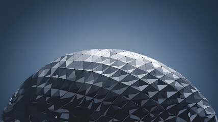 Abstract geometric sphere, black and white, futuristic design, modern architecture, technology concept. 
