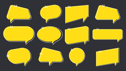 Obraz premium Set of quote box icon. Hand drawn ink illustration. Flat style. Vector illustration. Template quote text. Memphis style design.