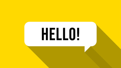 Hello on yellow background with shadow. Vector Illustration.