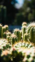 spiky cacti bask the sunlight