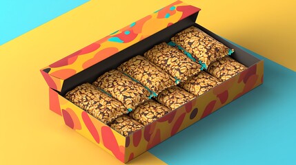 Colorful Granola Bar Multipack Box Illustration