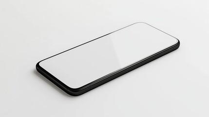 Modern Smartphone with Sleek Minimalist Design, Black Frame with Rounded Corners and Large Edge-to-Edge White Display, Centered Against White Background Emphasizing Clean and Simple Aesthetic