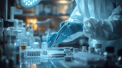 Fototapeta premium Doctor Holding Medical Instruments in a Sterile Room for Healthcare Use