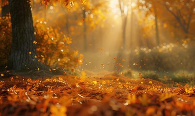 Beautiful autumn leaves in a forest, 4K hyperrealistic photo.