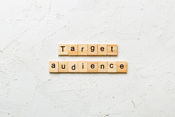target audience word written on wood block. target audience text on table, concept