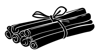 Cinnamon stick bundle tied with a twine bow, illustration art
