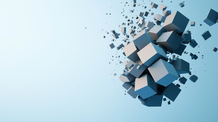 Exploding Cubes Breaking Into Pieces