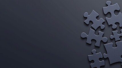 Dark Puzzle Pieces on a Solid Background