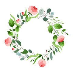 Round wreath of flowers frame copy space