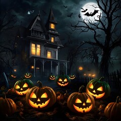 halloween background with pumpkins
