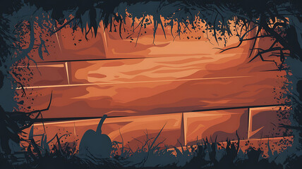 Orange wooden planks and dark blue foliage for Halloween designs. 

