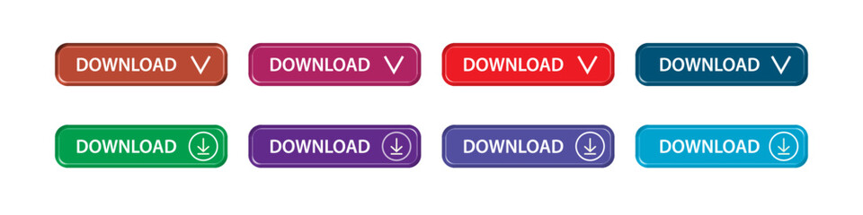 download button as vector element graphic of website or application illustration isolated on white background. set of downloads buttons for app and web graphics design