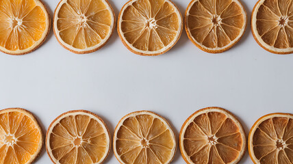 Dried orange slices, brown and yellow, minimalist, Christmas decoration, festive and cozy. 

