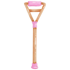 Hand drawn watercolor illustration of a pink medical crutch for use as an illustration