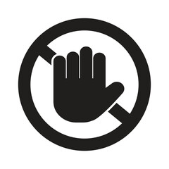Don`t stop icon. forbidden sign. Hand prohibit. Forbidden access. Symbol ban entry.