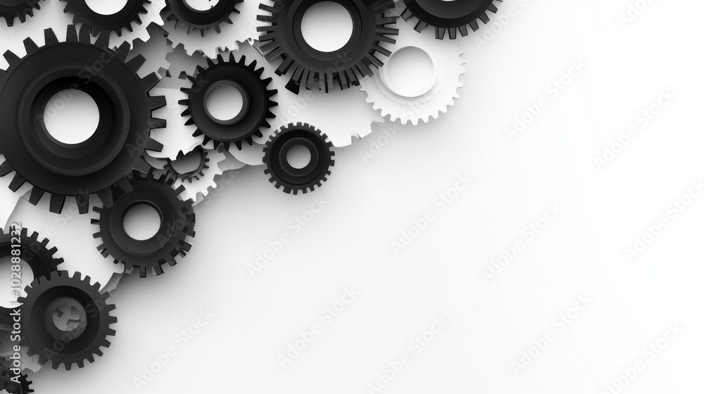 Poster gears interlock in a dynamic display of engineering precision and design, ai