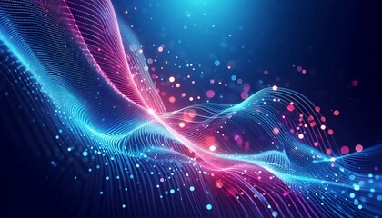 Fototapeta premium Futuristic glowing wave with gradient lines