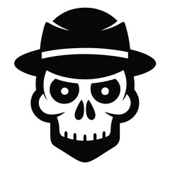 Skull with hat vector illustration on white background