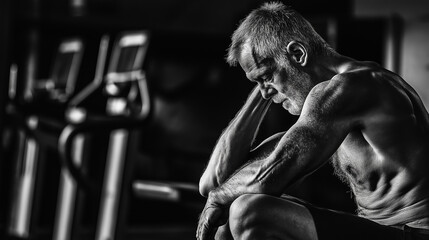 The focus is on the pain experienced in different parts of the human body caused by exercise in the gym. Generative AI Illustration.