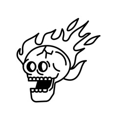 skull with fire flame
