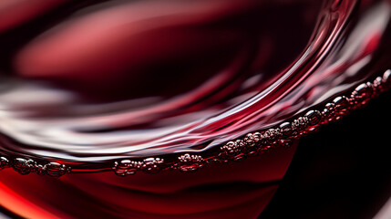 Close-up of a glass of red wine with a rich reflection