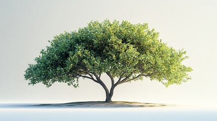 Obraz premium Stylized Tree Illustration with Detailed Leaves and Branches on White Background