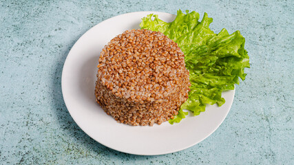 Buckwheat dish plate top view