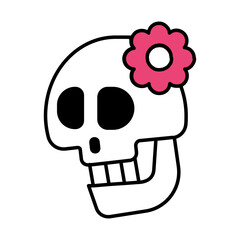 skull with flower