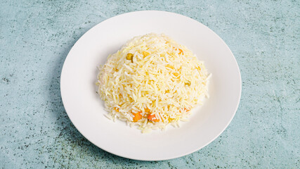 White rice in plate isolated