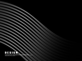 Abstract futuristic dark black background with modern design. Realistic 3d wallpaper with luxury lines. Perfect background for posters, websites, brochures, banners, apps, etc.