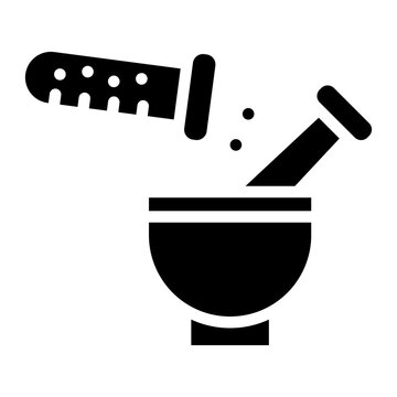 black mortar and pestle with test tube clip art preview