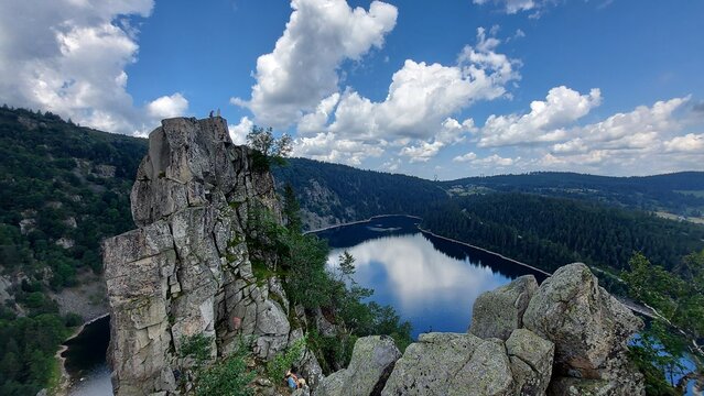 The Lake Lac Blanc in Vosges, France. Lake in the mountains. 